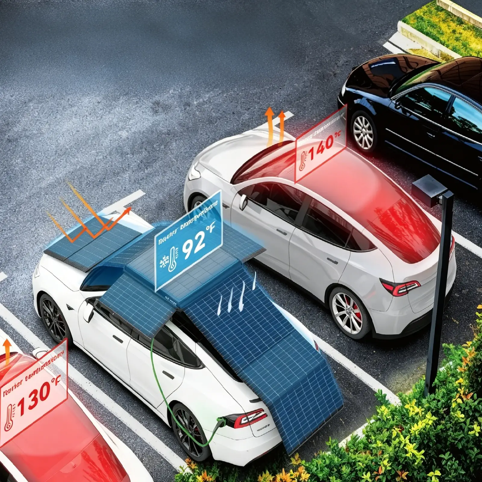 GTPOW 1600W Solar Vehicle Charger Foldable Roof Mount Solar Panel for Electric Vehicle