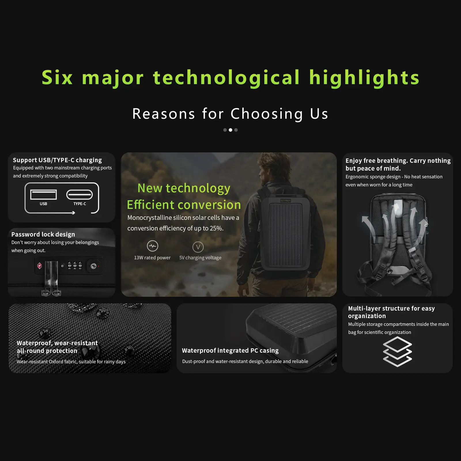 主2 GTPOW 13W High-Efficiency Solar Backpack