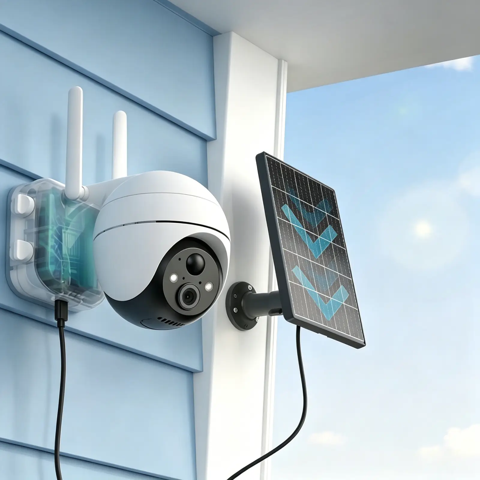 3W Solar Panel for Security Camera -usage scenario
