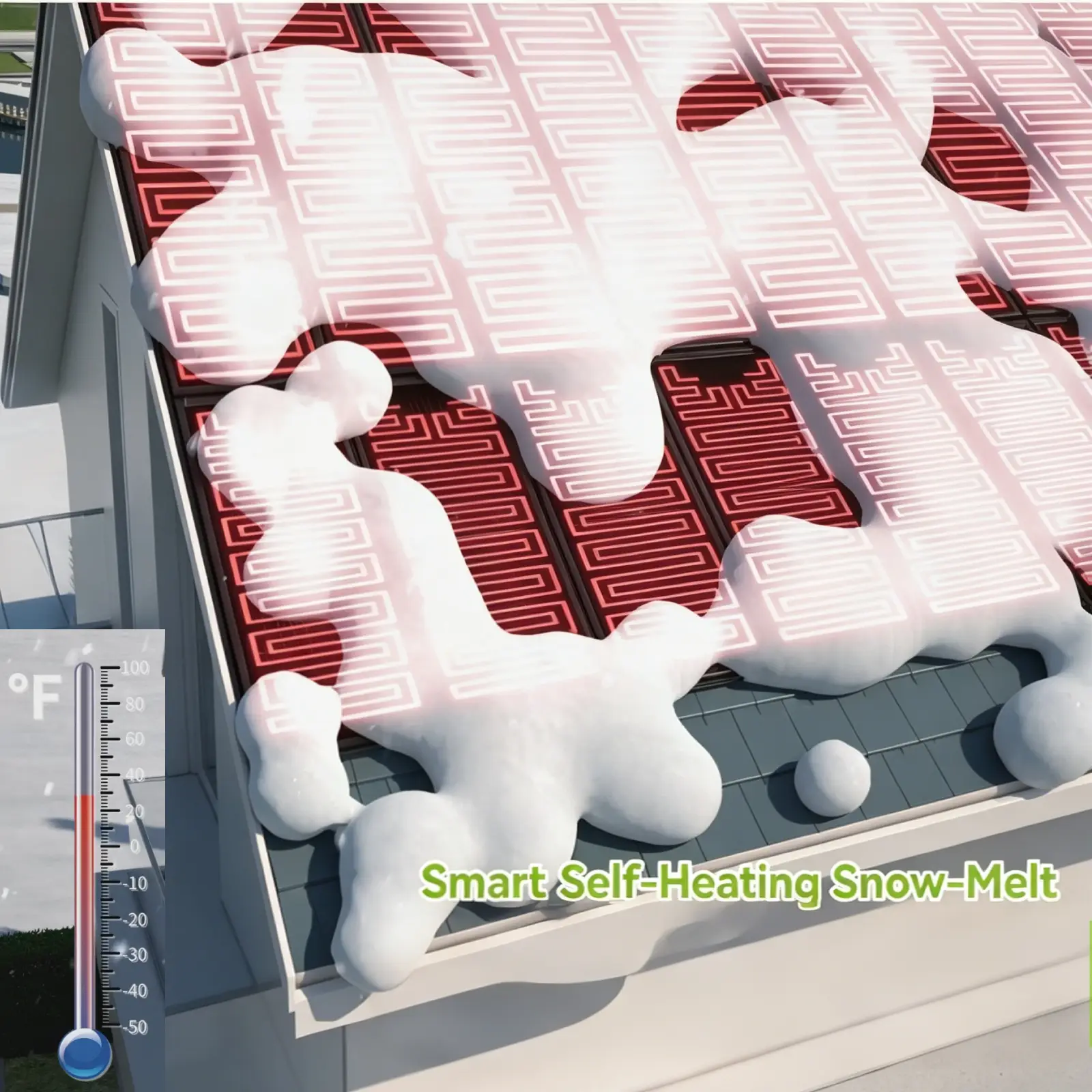 GTPOW Bifacial Smart Snow-Melt Solar Roof Tile