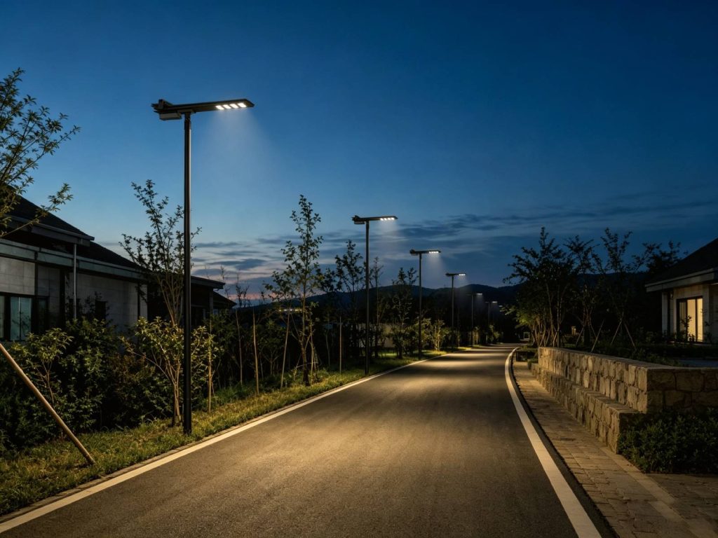 Real-life photo of a solar street light