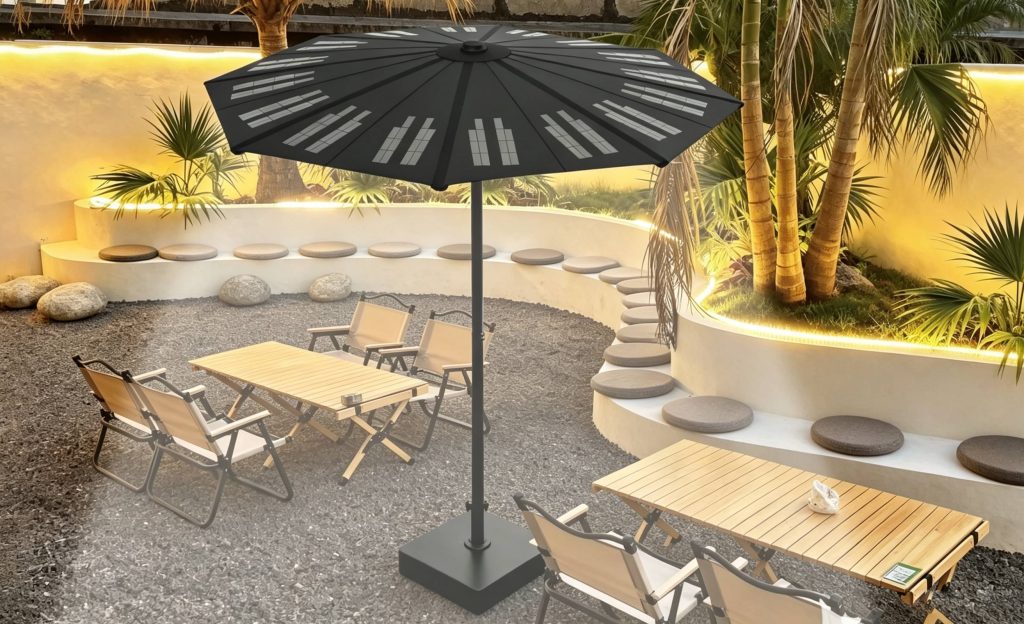 126W Multi-Functional Solar Power Generating Umbrella Full Scene Render