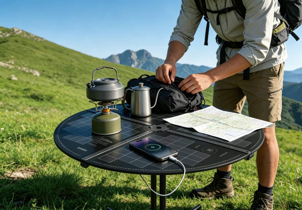 Foldable Wireless Charging Solar Table Full Product Render